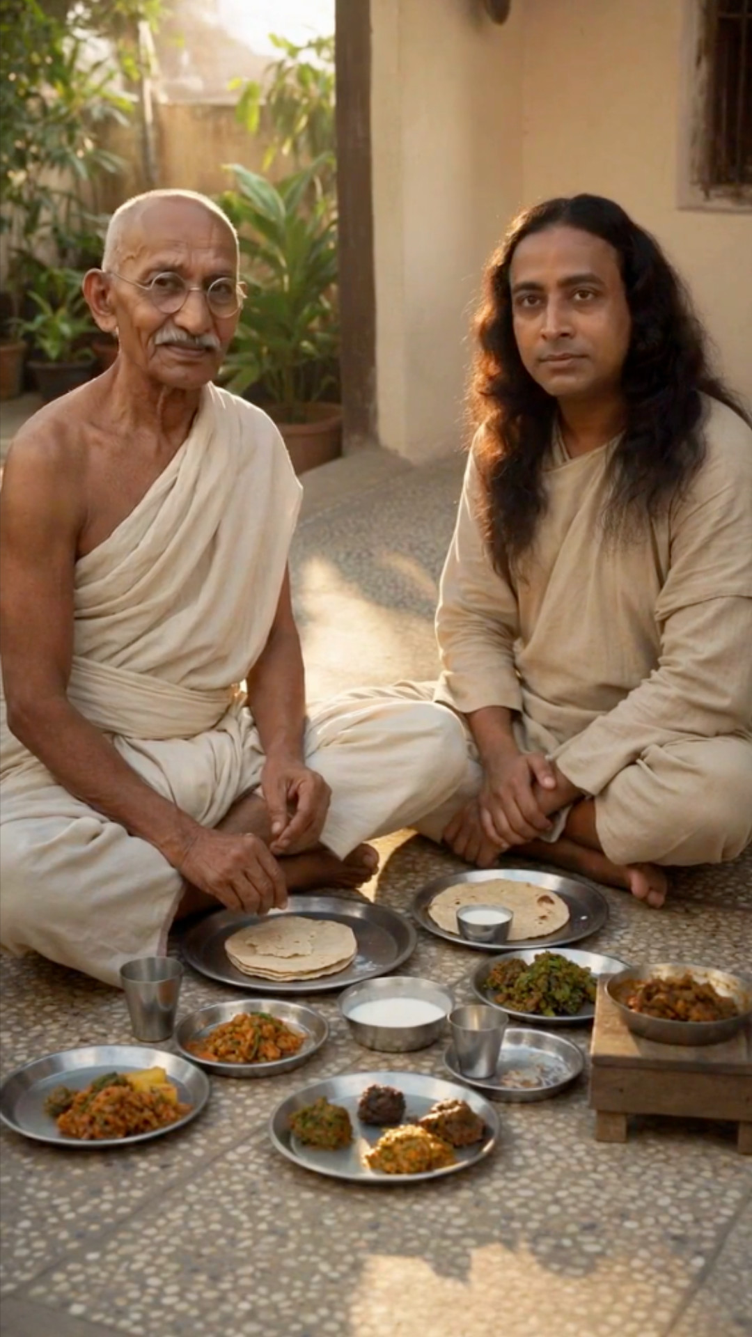 Con el Mahatma en el ashram de Wardha